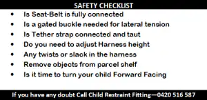 Child Restraint Fitting Melbourne 3 Safety Check list
